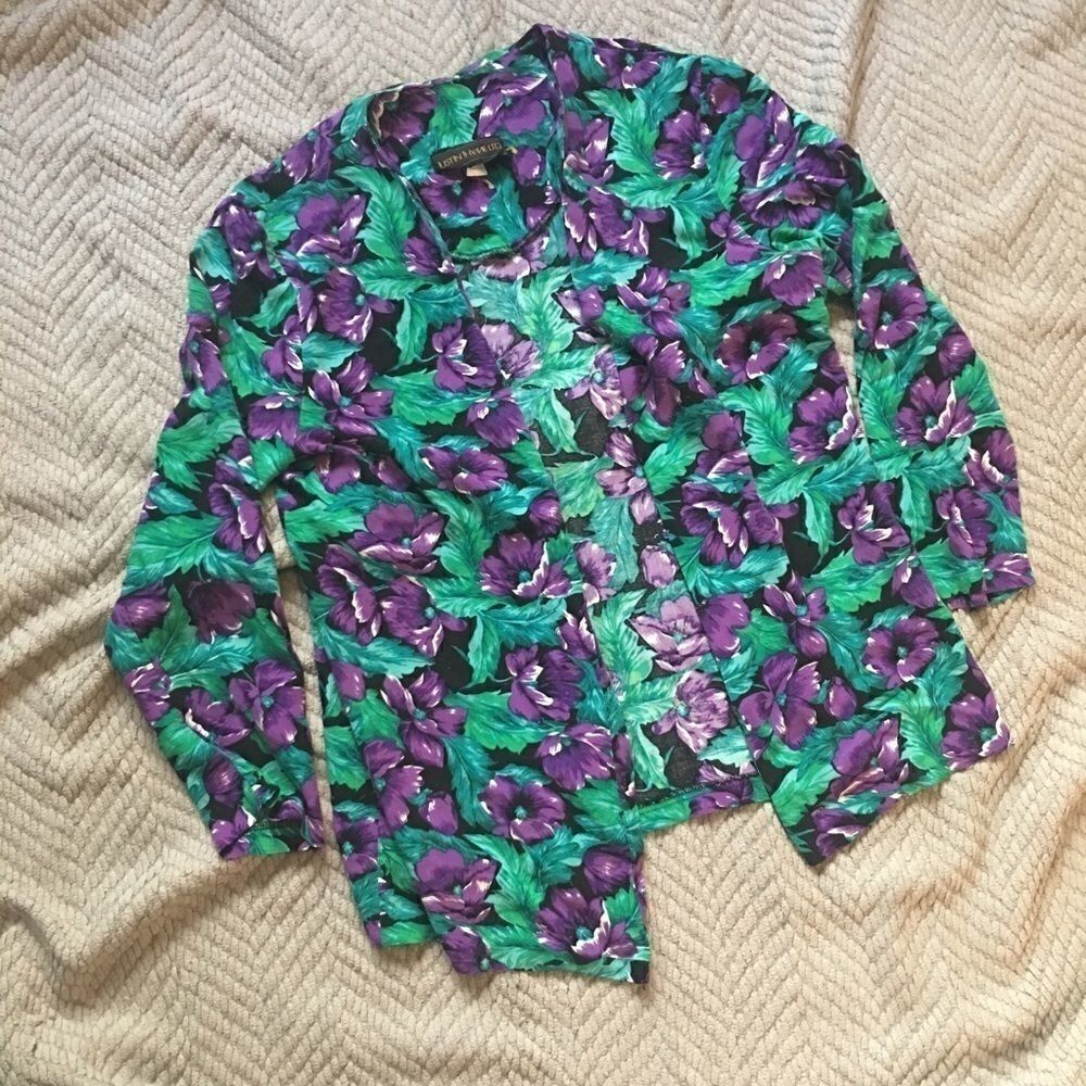 VTG Green Floral Print Light Weight Blazer